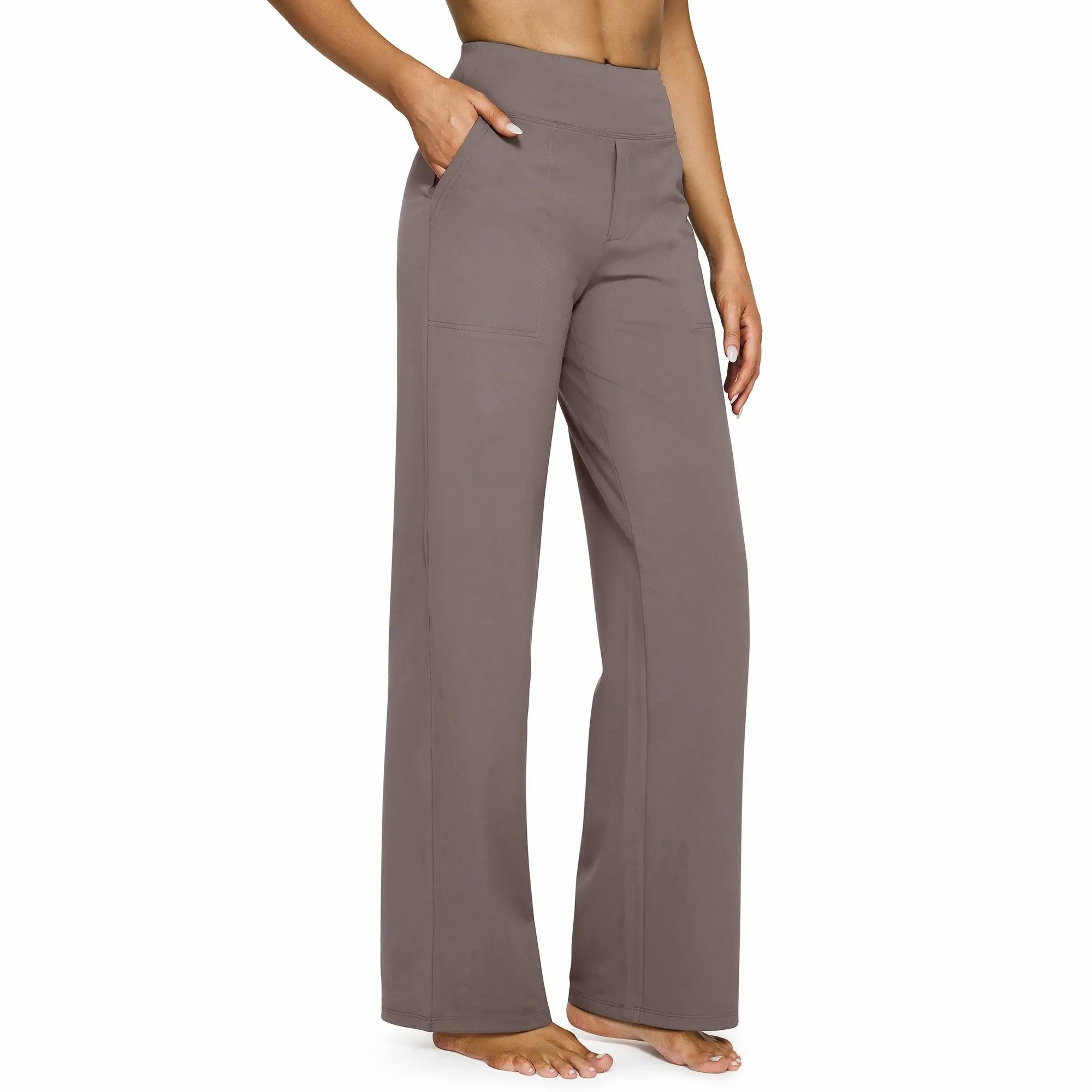 Women's High Waist Wide Leg Pants – Business Casual Yoga Sweatpants with Pockets