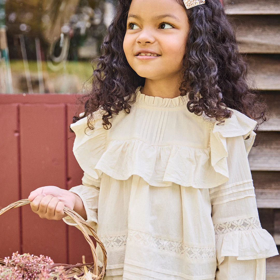 Girl's Mira Top Antique White