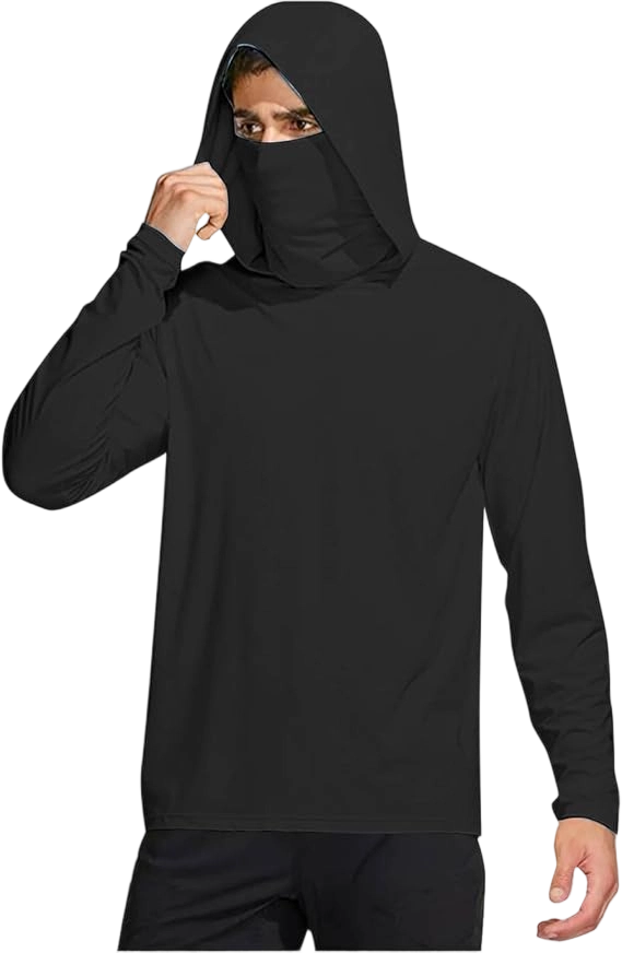 Long Sleeve Sun Shirt Men UPF 50+ Rash Guard Cooling Fishing Hoodies with Mask Casual Summer UV SPF Hiking Blouses