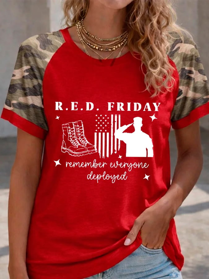 Women's Red Friday Print T-Shirt