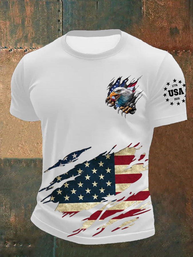 Men's 250th Anniversary Flag Printed Casual T-shirt