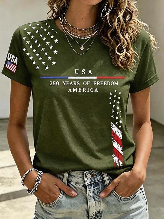 Women'S Casual Independence Day Printed Top
