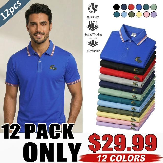 Men’s 4-Pack Performance Polo Shirts (Breathable Quick-Dry Summer Fit)