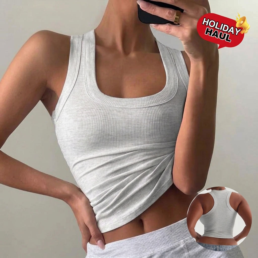 Women's Ribbed Tank Top – Slim Fit Sleeveless Summer Top