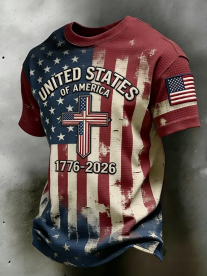 Men'S 250Th Anniversary Independence Day Flag Short Sleeved T-Shirt