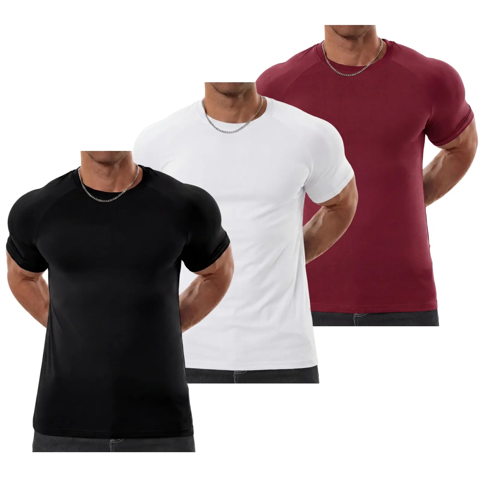 🔥LAST DAY SALE 90% OFF💕Men's Raglan Sleeve Crew Neck Tee – Athletic Tapered Fit Wrinkle-Resistant Gym T-Shirt