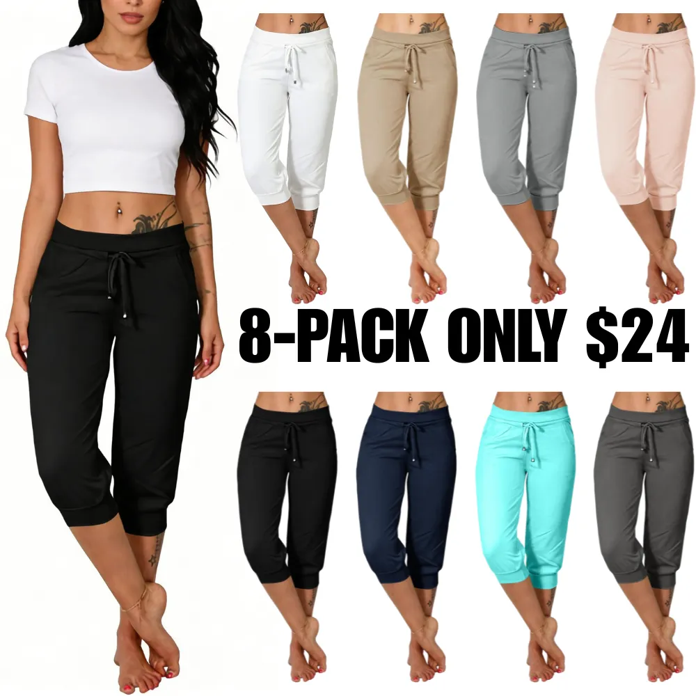 🔥FLASH SALE ALERT: 8 Pack Only $24 | Soft & Stylish Capri Joggers!