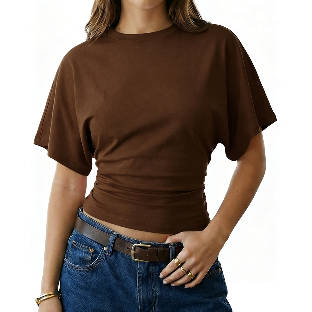 Women's Summer Casual Y2K Basic Loose Ruched Short T-Shirt