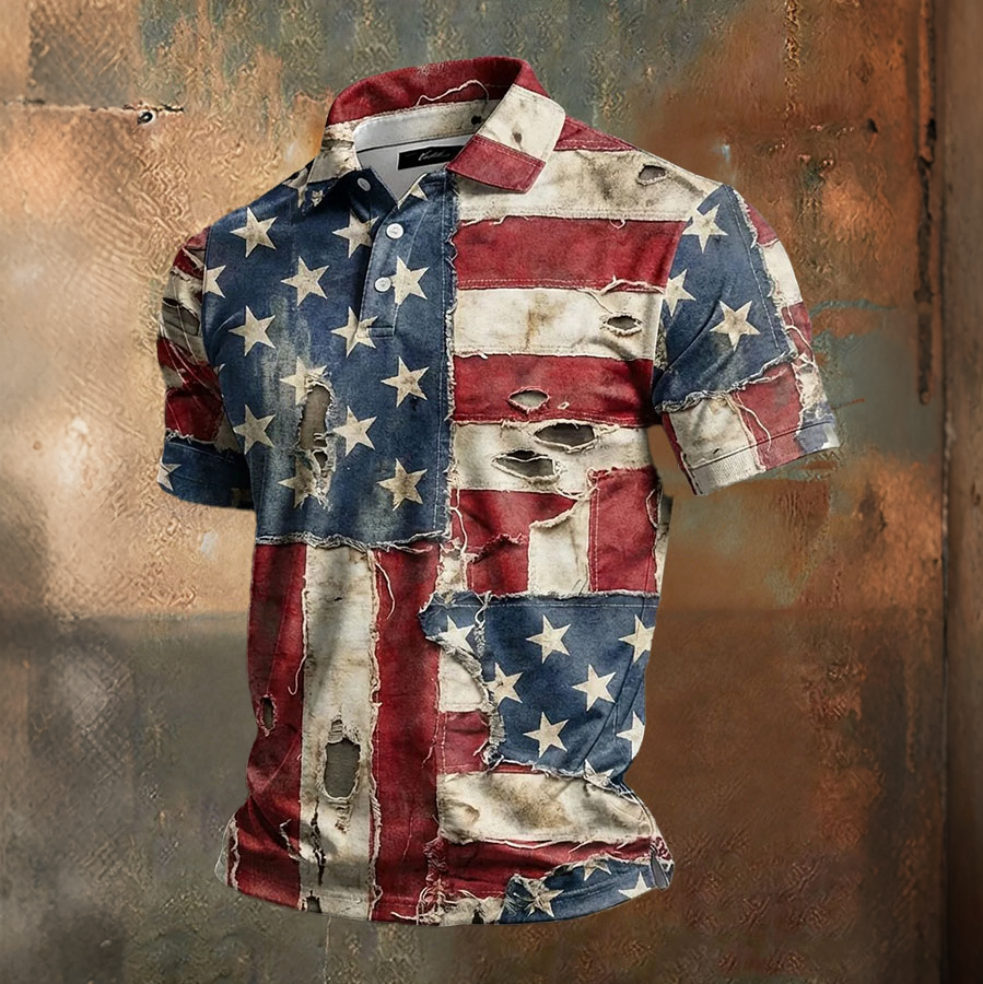 Men'S Retro American Patriots Independence Day 250Th Anniversary Polo Neck Short Sleeve