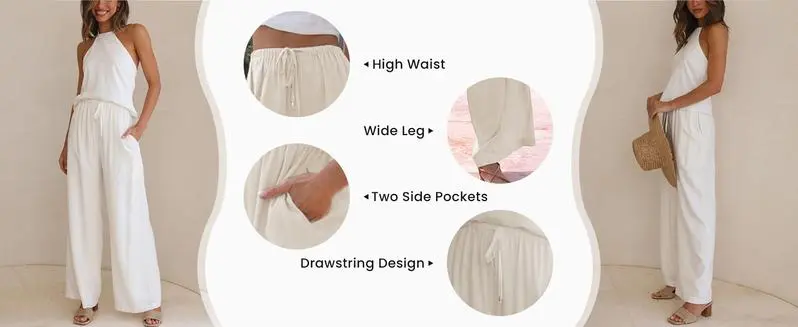 Women's Cotton Linen Summer Palazzo Pants