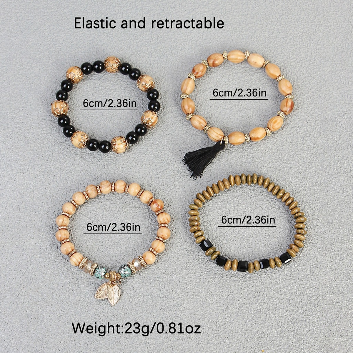 African Tribal Wooden Beads Bracelet Four Piece Set