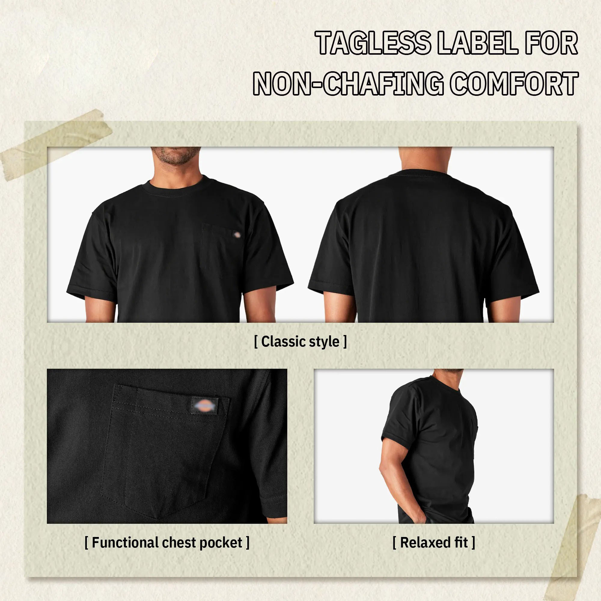 Men's Heavyweight Short Sleeve Pocket Tee – 100% Cotton Relaxed Fit Workwear Shirt