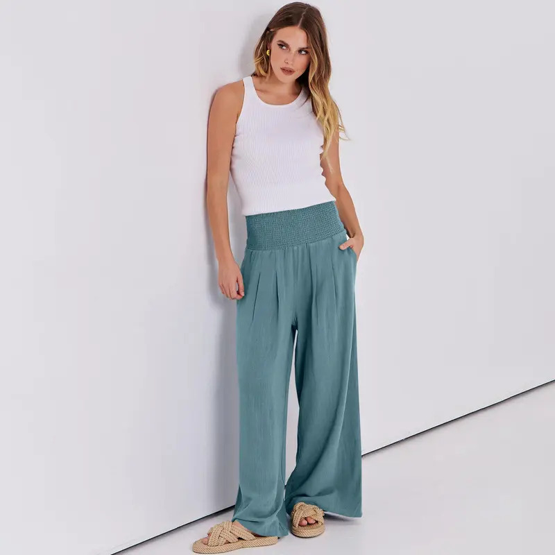 Women's wide-leg linen trousers
