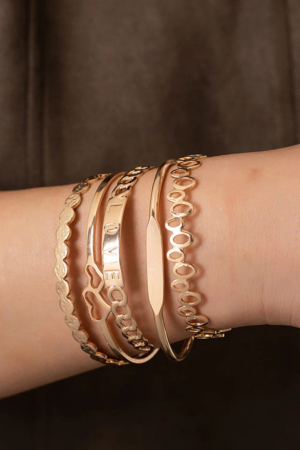 Gold Plated Valentines Bracelet 5pcs Set