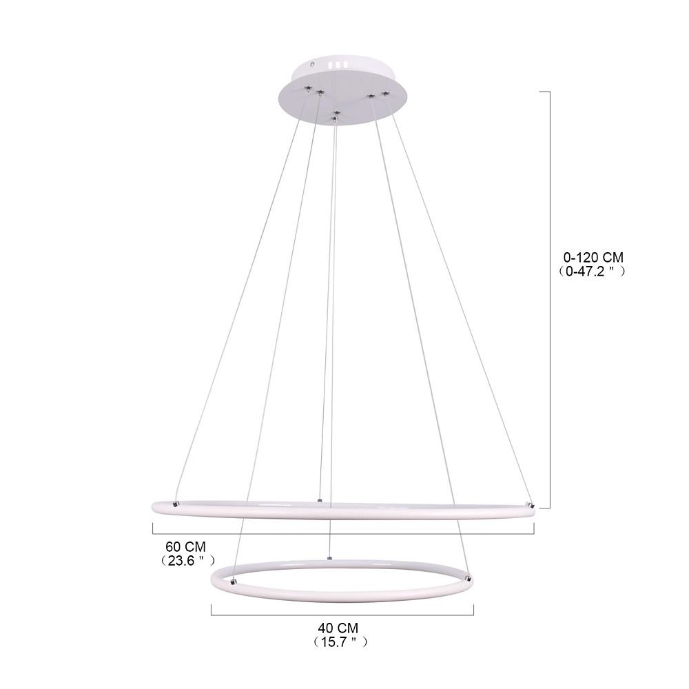 2 Ring Aluminum Minimalist Style Semi Flush Mount Chandelier LED Ceiling Light