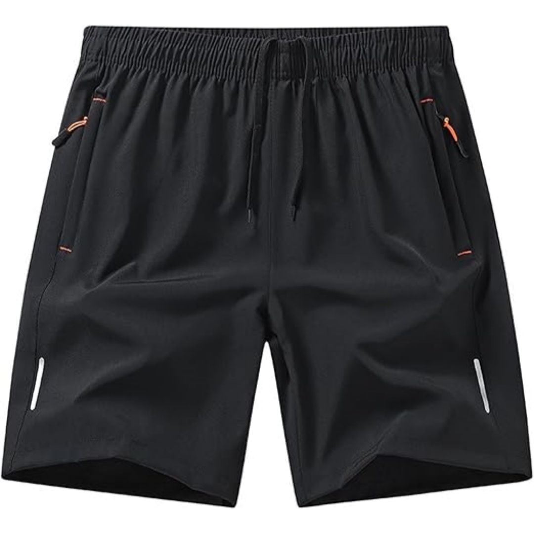 Men's Solid Color Zipper Pocket Shorts