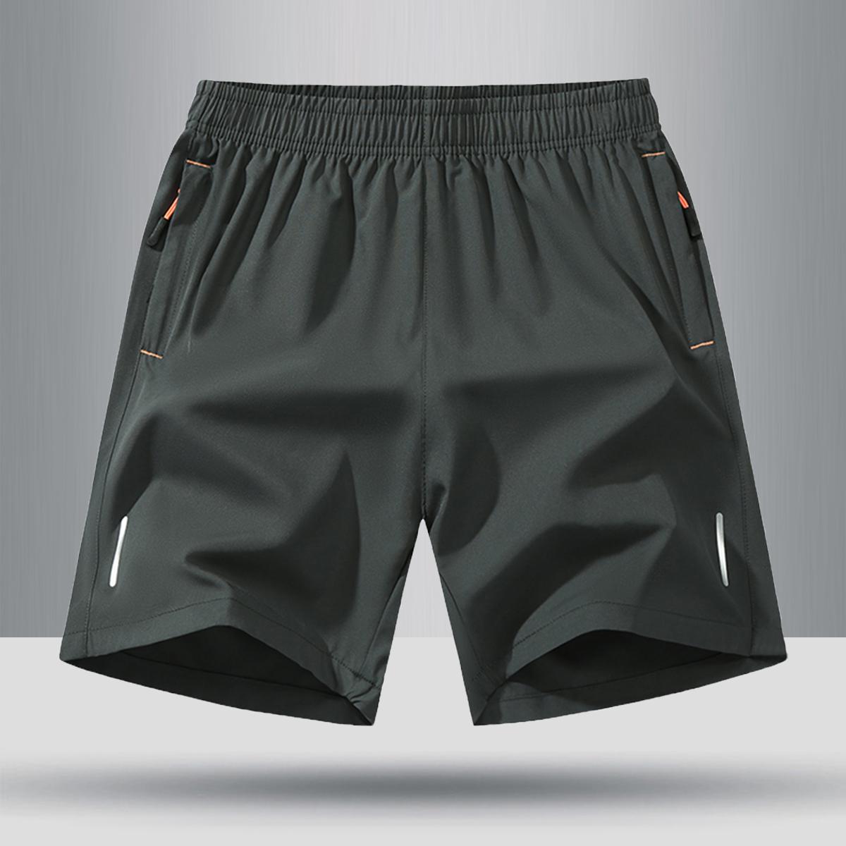 Men's Solid Color Zipper Pocket Shorts