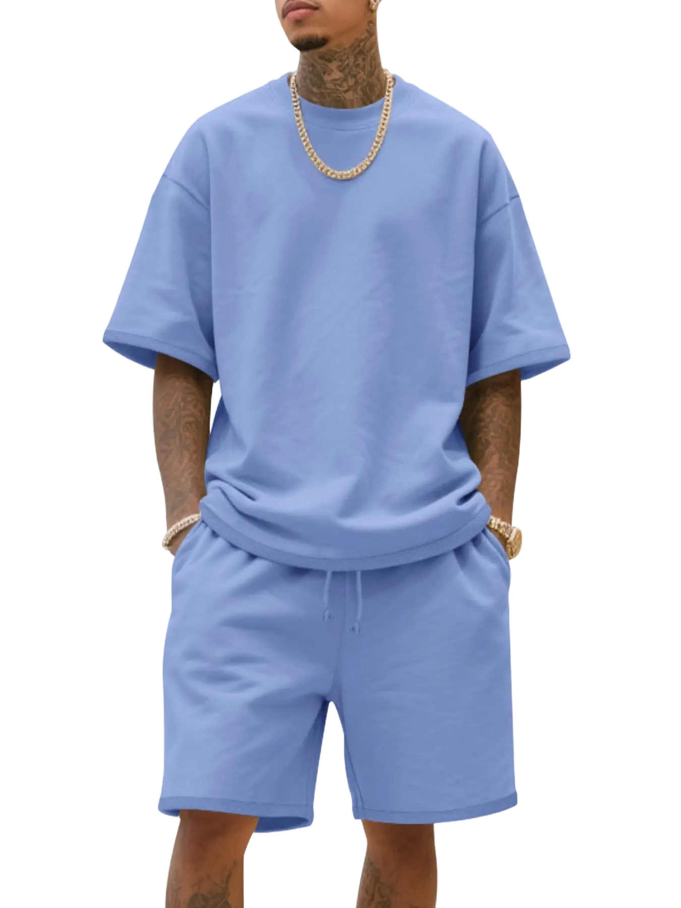 Men’s Effortless Summer Knit Set (Tee & Shorts)