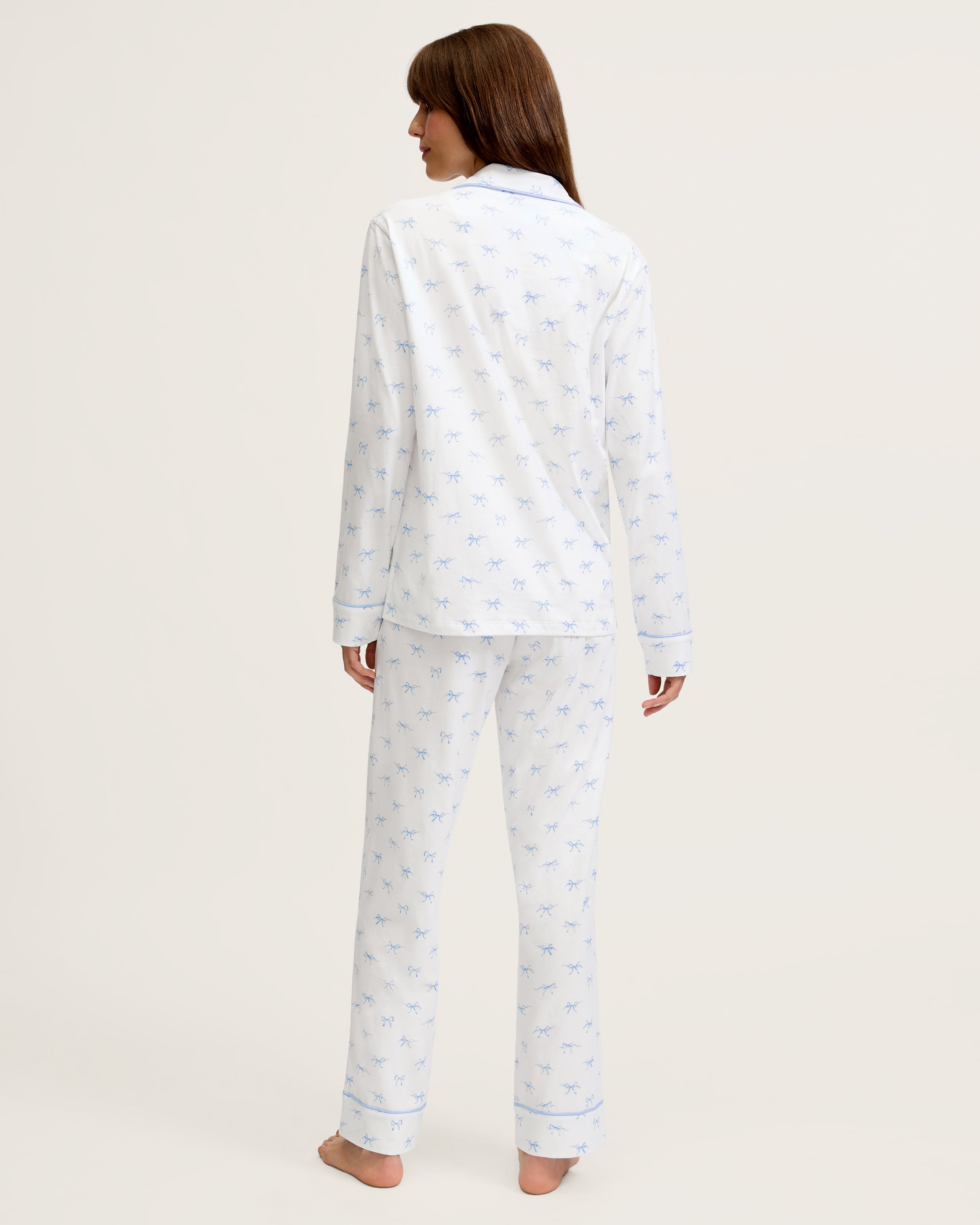 Women's Pima Pajama Set in Something Blue Bows