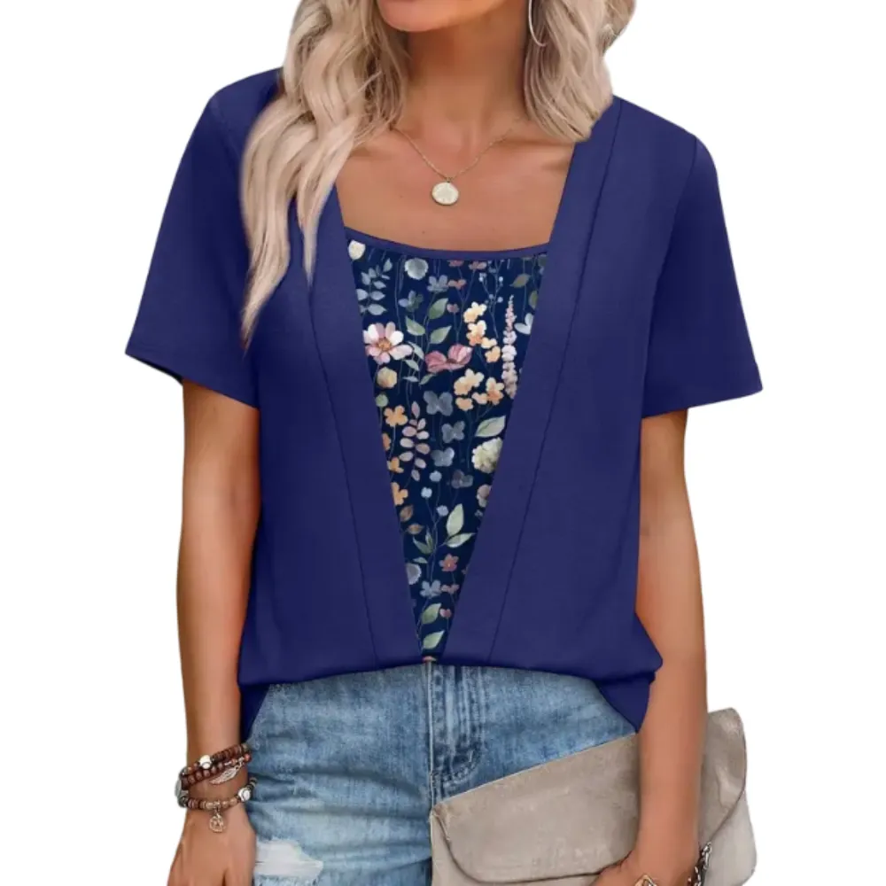🔥8-PACK $24 - Women's 2-in-1 Short Sleeve Summer Casual Blouse