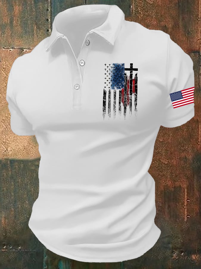 Men's America 250th Anniversary Print Casual Polo Shirt