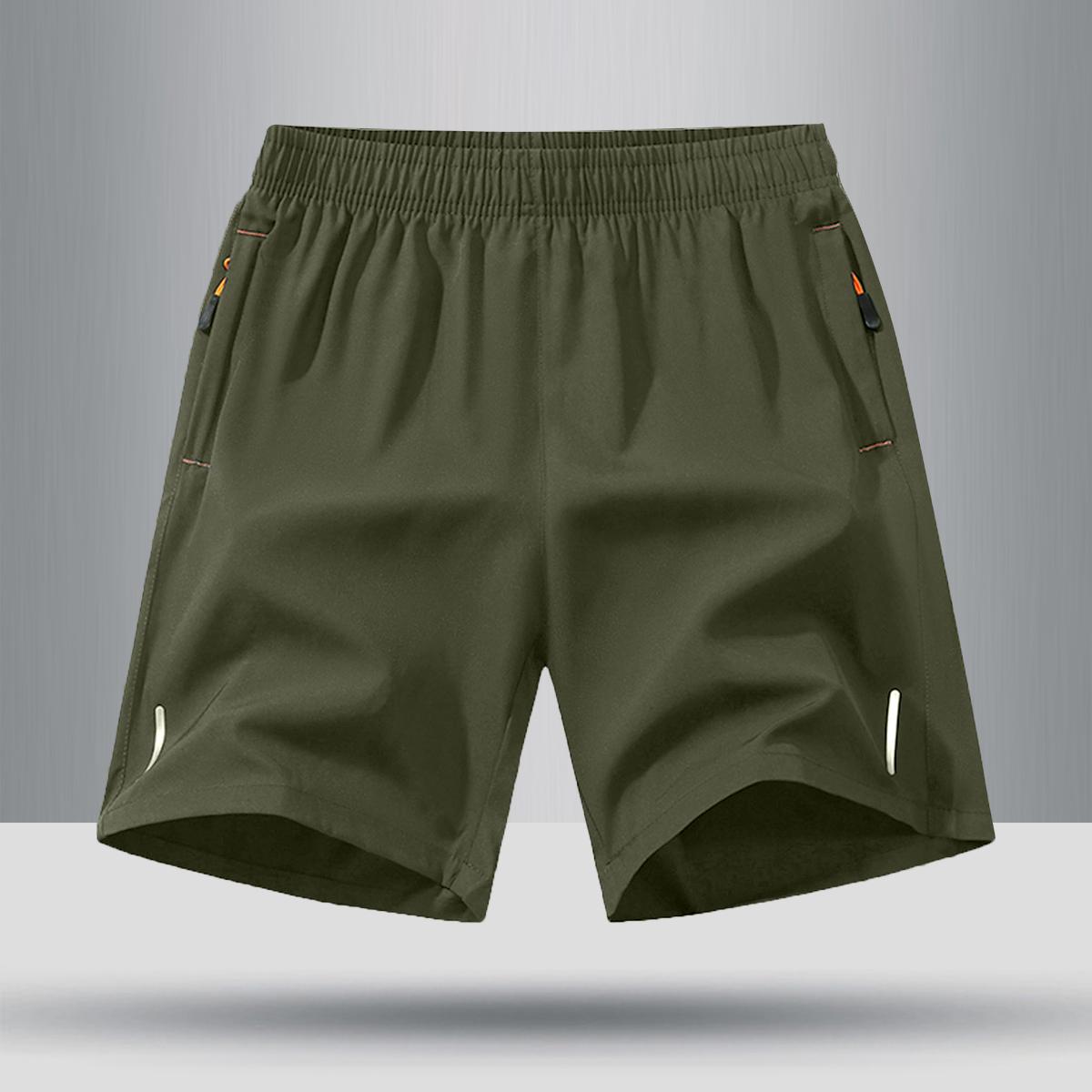 Men's Solid Color Zipper Pocket Shorts