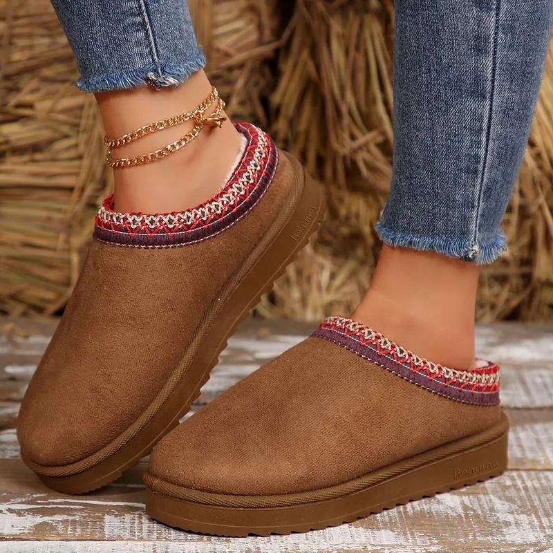 Women's Slipper Suede Leather Indoor/Outdoor Comfy Fleece Lined Short