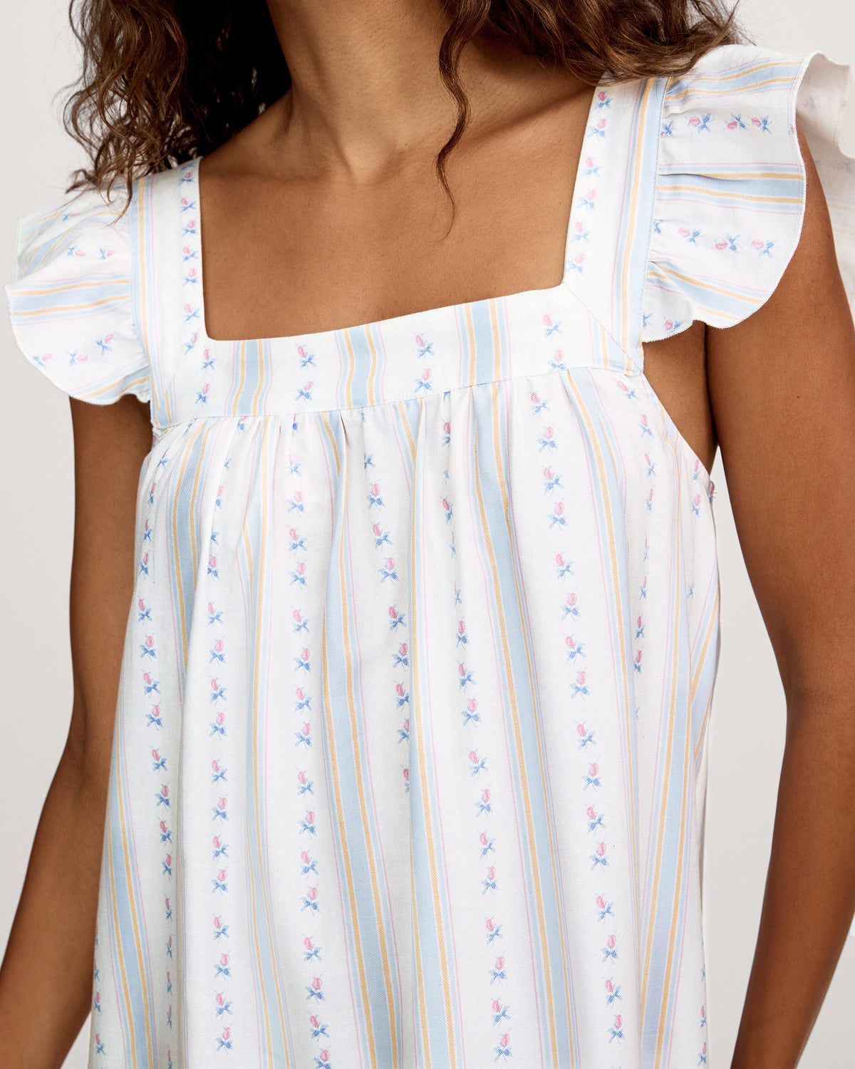 Women's Twill Clara Nightgown in Cottage Stripe