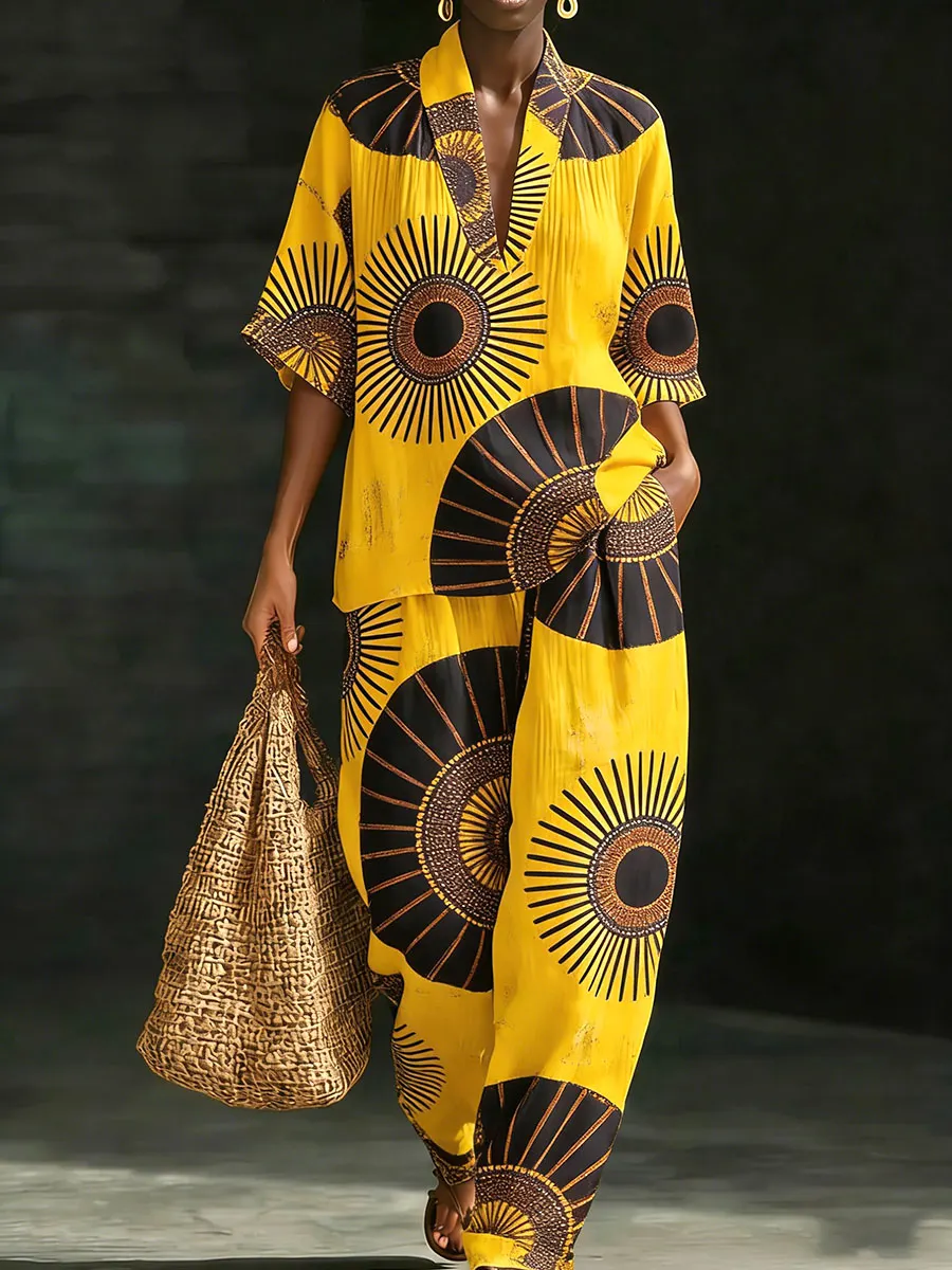Women’s Tribal Geometric Print Two-Piece Set