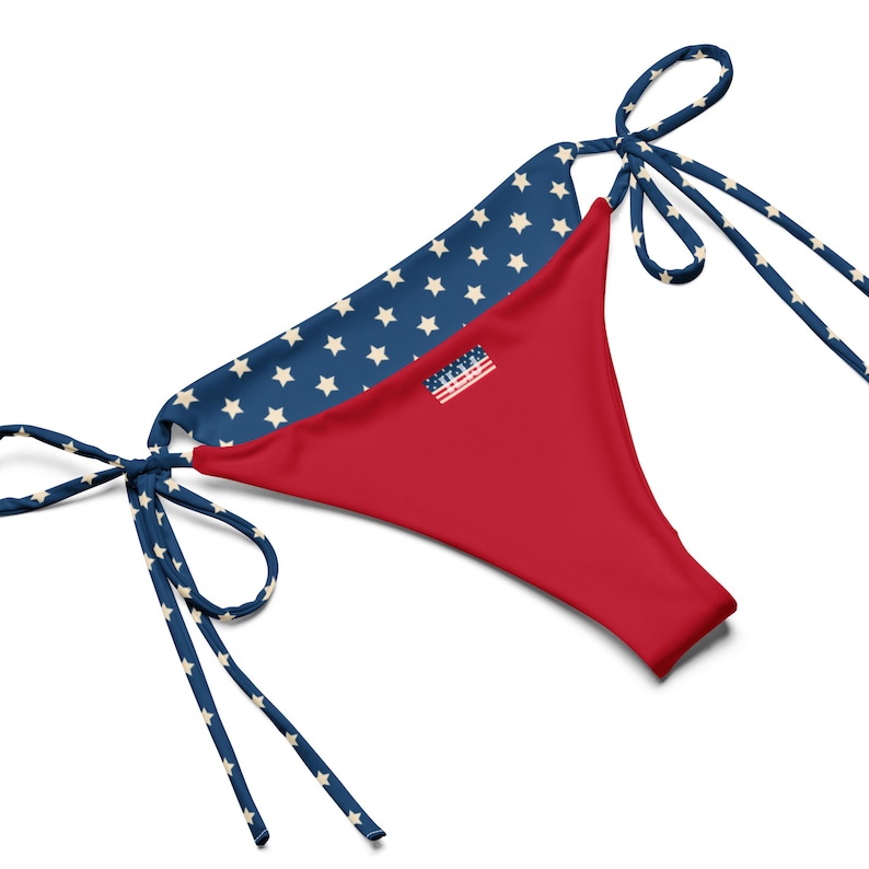 Retro American Flag Recycled String Bikini / Festival Wear / Fourth of July Wear