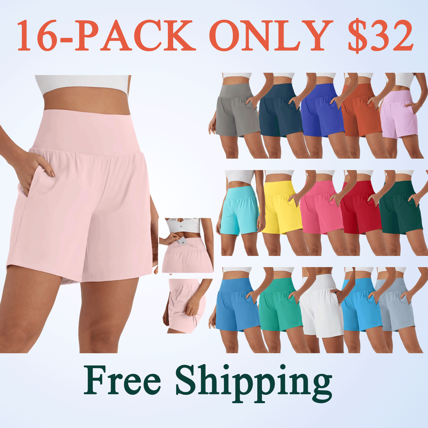 🔥🔥Women’s 2-in-1 Super High-Waisted Cool-Touch Yoga Shorts with Pockets (3