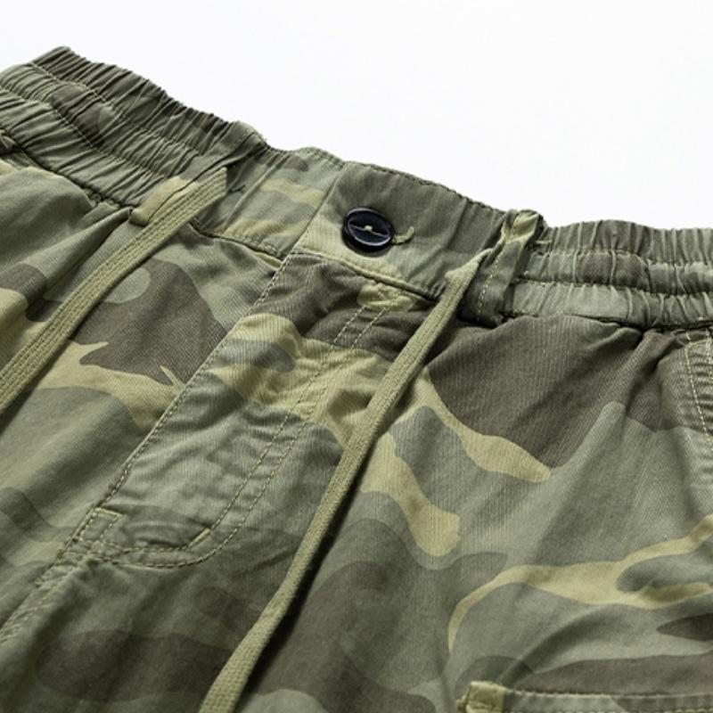 Men's Camouflage Cargo Shorts with Drawstring Elastic Waist