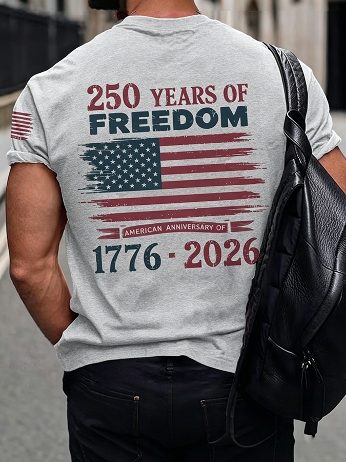 Men'S Casual American 1776-2026 Anniversary Printed Short Sleeved T-Shirt