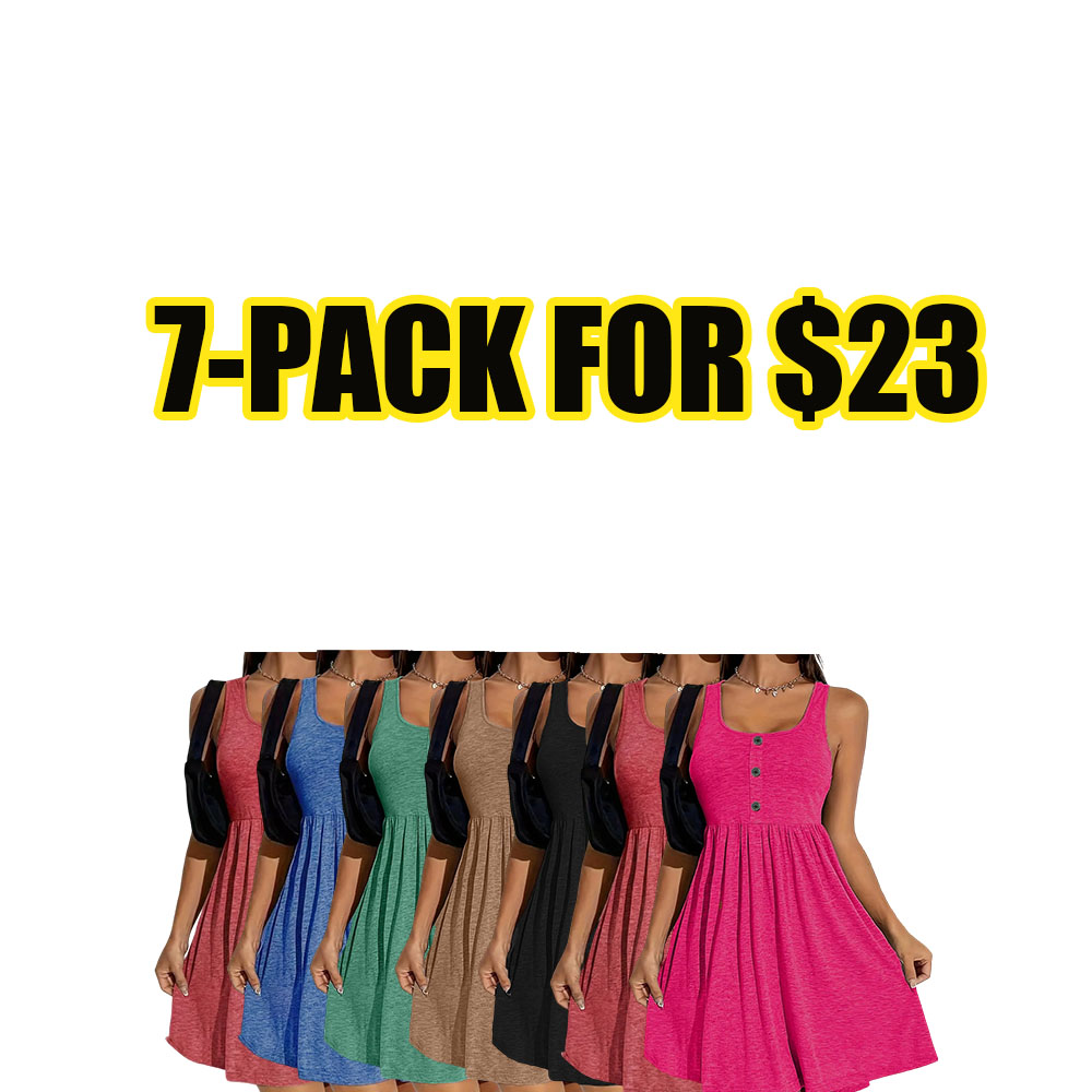🌸 Women’s Everyday Scoop Neck A-Line Tank Dress – Soft Stretch Sleeveless Summer Dress-