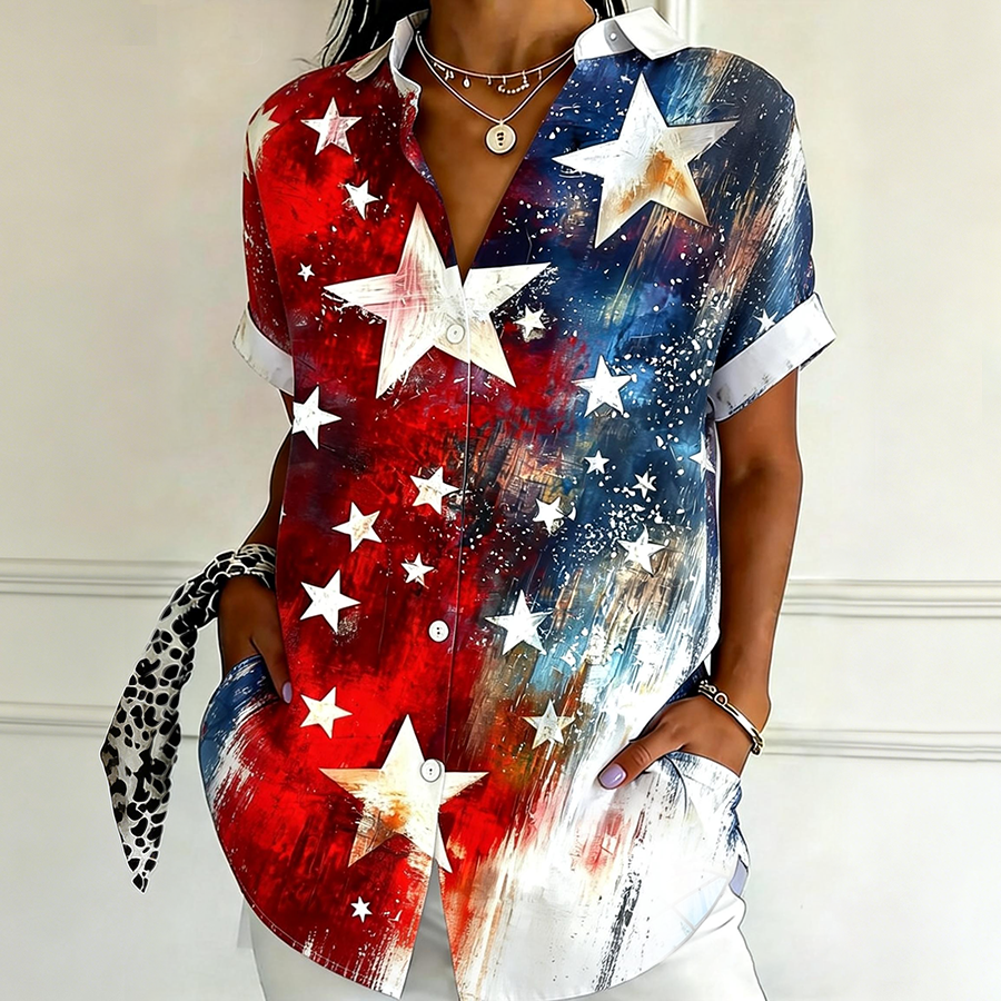 Women's Casual Pentagram Art Printed Shirt