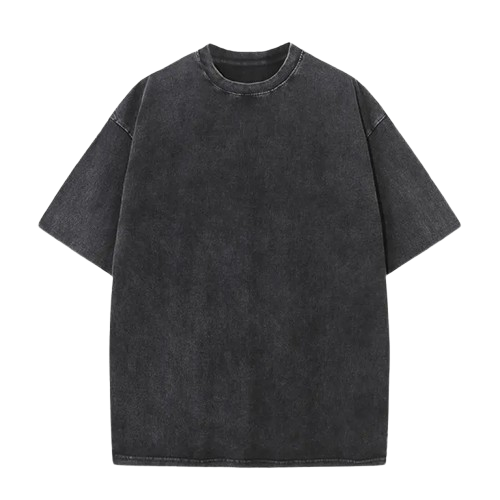 Retro Heavyweight Pure Cotton T-Shirt — Acid-Washed, Distressed, Loose-Fit Casual Top
