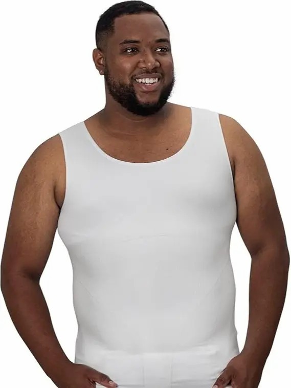 Men’s Tall Fit Compression Shapewear Clothing Shirt - Tummy Control Slimming Undershirt