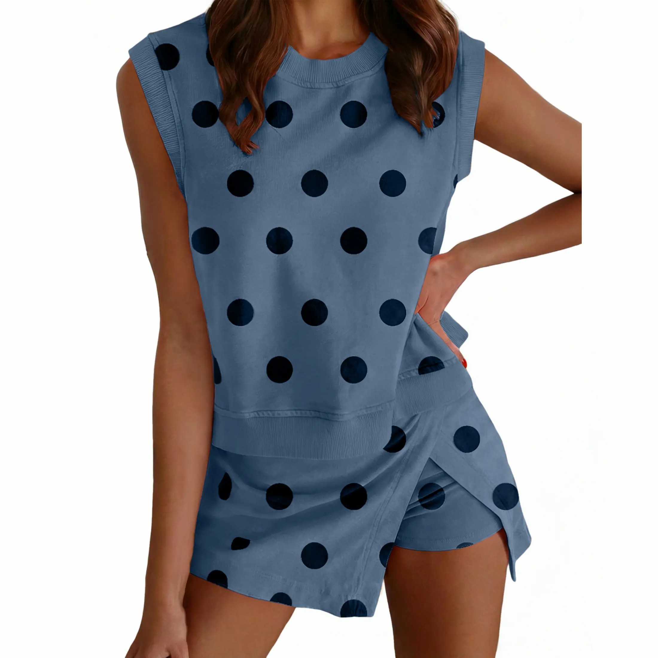 Women's Mineral Wash Cotton Tank Top & Lined Split Skirt Set – Summer Lounge Outfit
