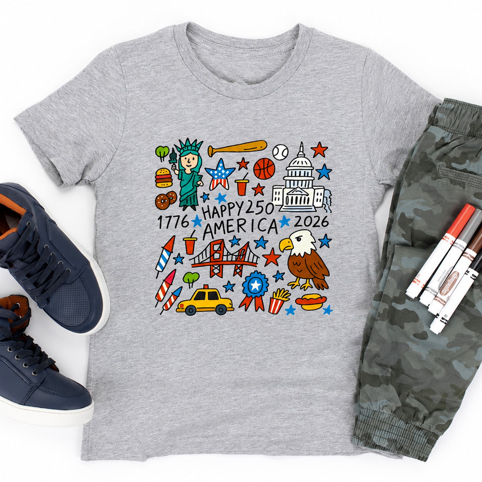 USA 250 Years Anniversary Kids Shirt, 1776-2026 Patriotic Tee, America 250th Anniversary Shirt 685102 WFD