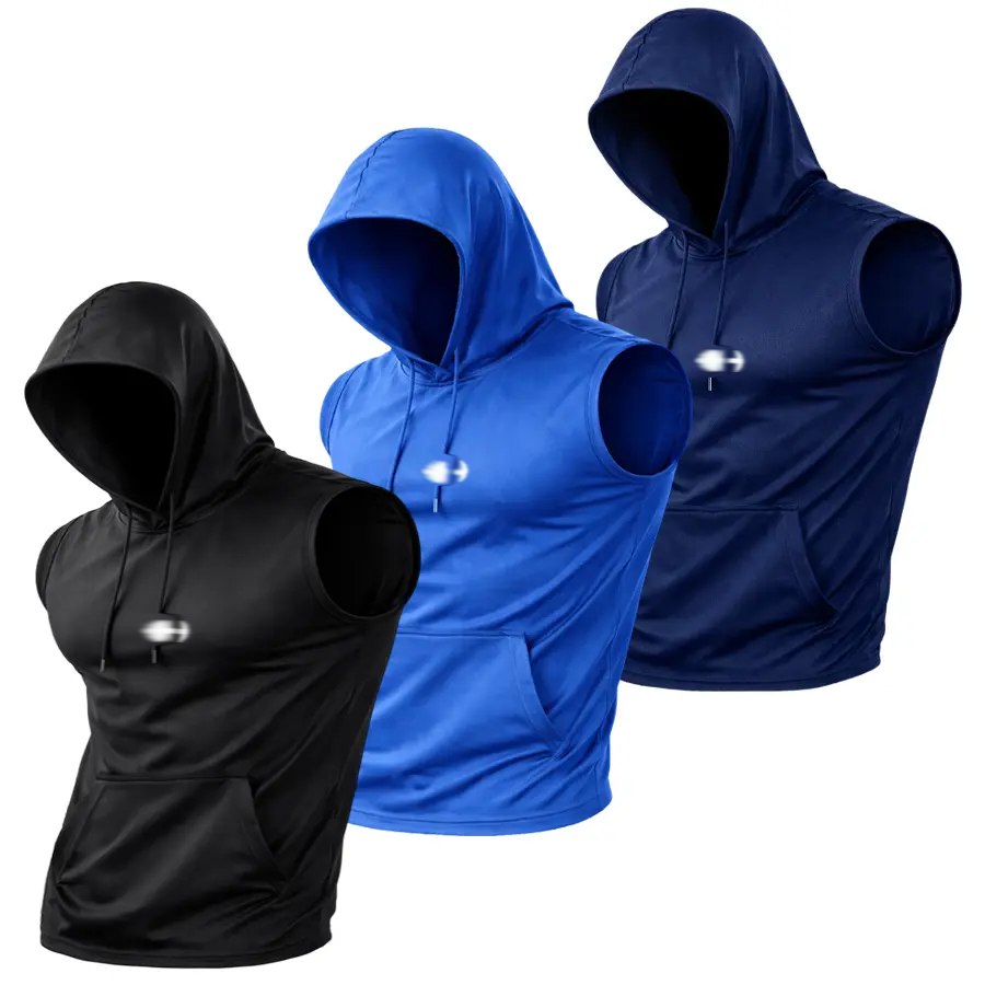 3-Pack Men’s Quick-Dry Cooling Hooded Sleeveless Tops