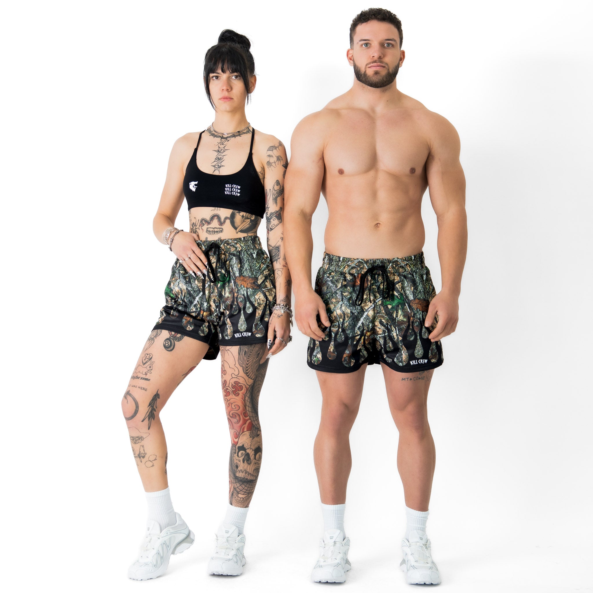 MUAY THAI SHORTS (MID THIGH CUT) WILDFIRE - BLACK