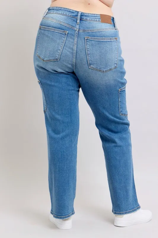 Blue Full Size High Waist 90's Straight Jeans Plus Size