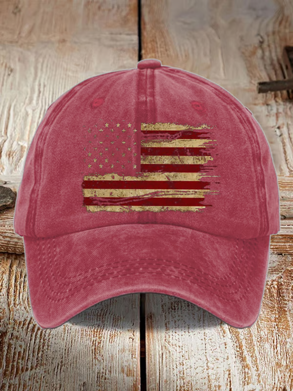 Unisex Distressed Washed Cotton Print Hat