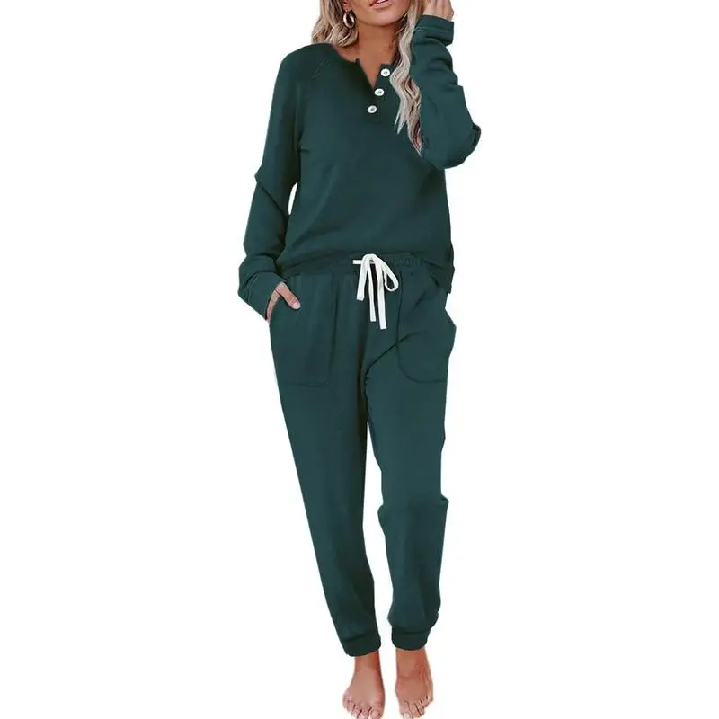 Two Piece Outfits for Women Lounge Sets Button Down Sweatshirt