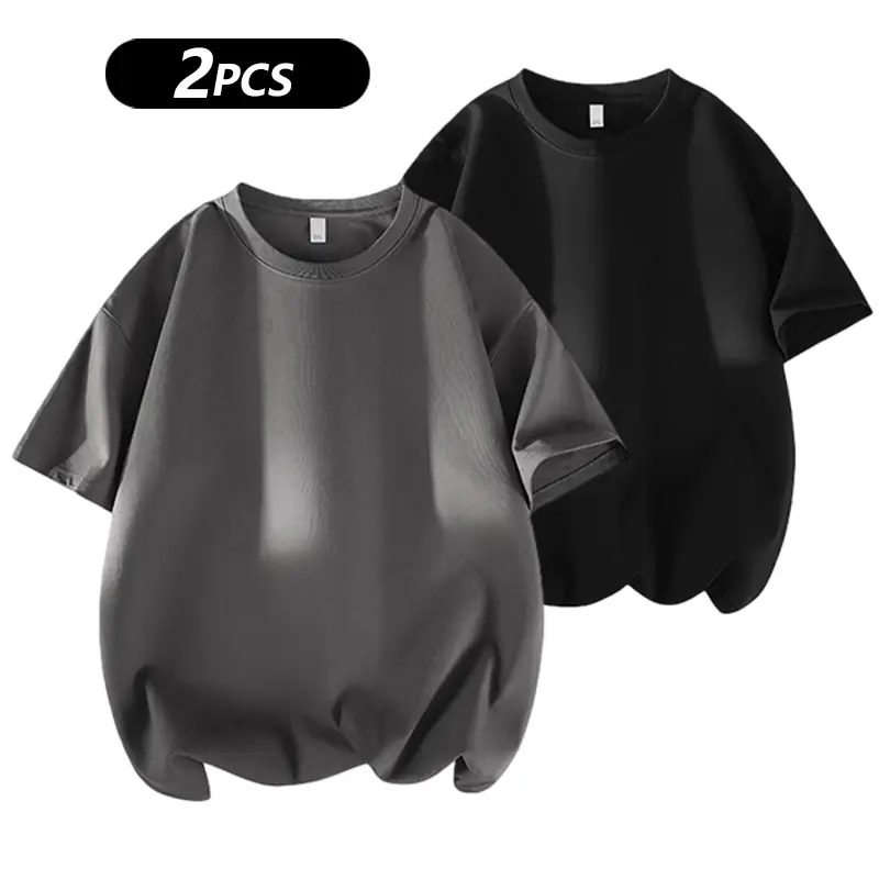 Men's 3PCS 100% cotton Crew Neck T-Shirts Set - Soft Loose Fit Navy Gray Black Tees for Casual Daily Wear