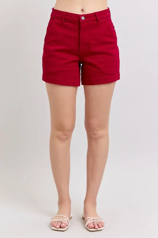 Blue High Waist Tummy Control Garment Dyed Heart Shaped Denim Shorts