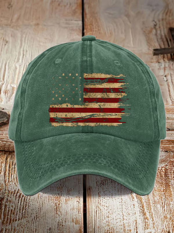 Unisex Distressed Washed Cotton Print Hat