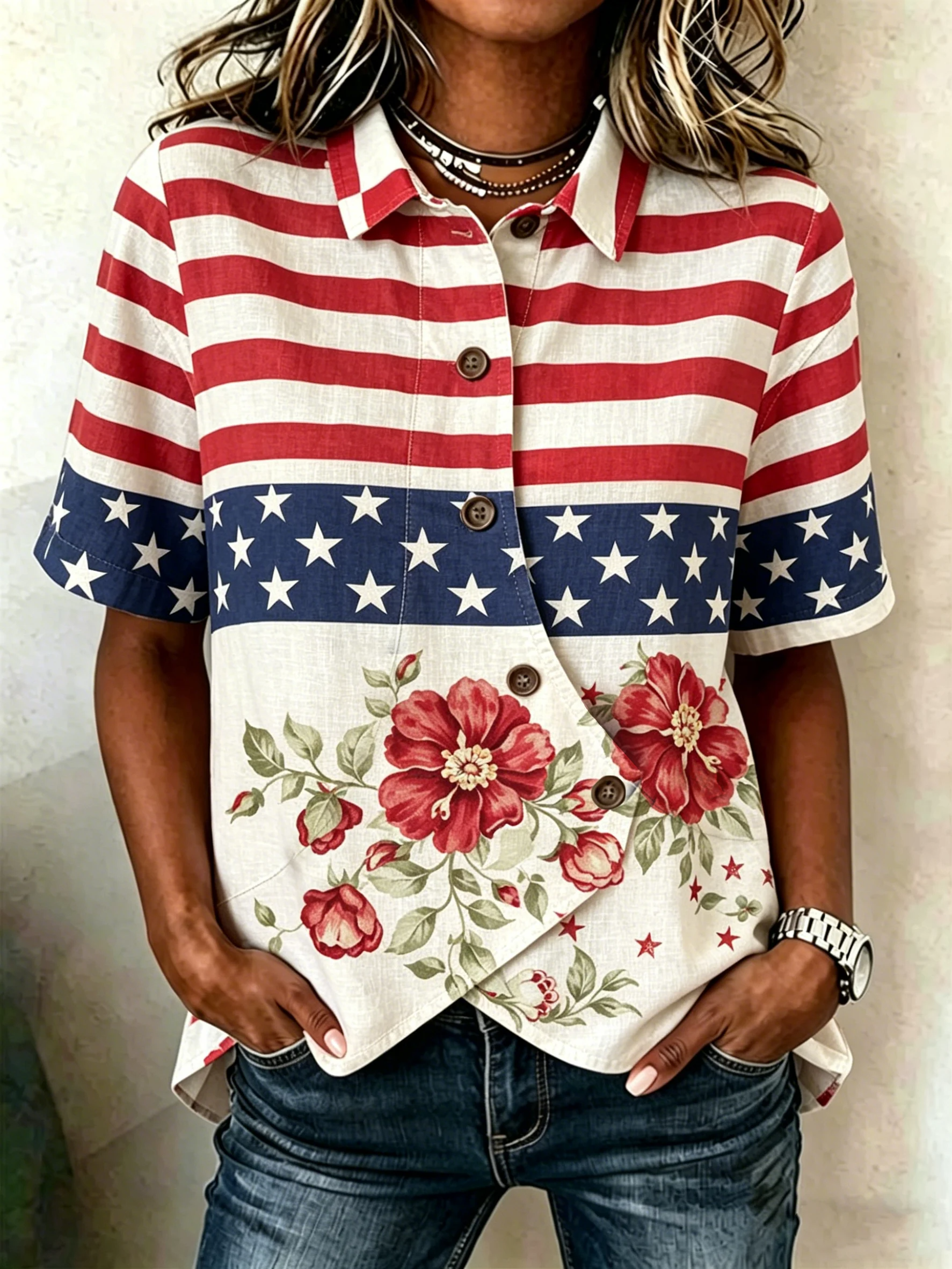 Women's USA 250th Anniversary Print Blouse