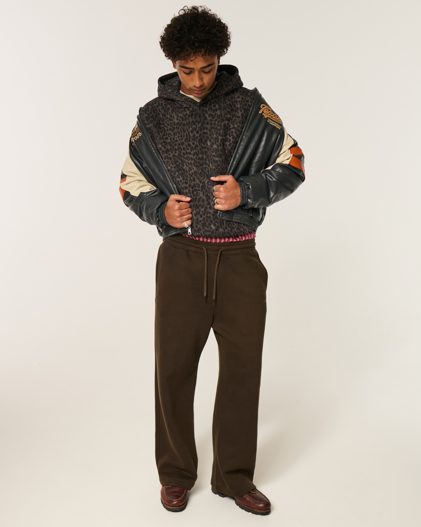 Baggy Cinch Leopard Print Hoodie