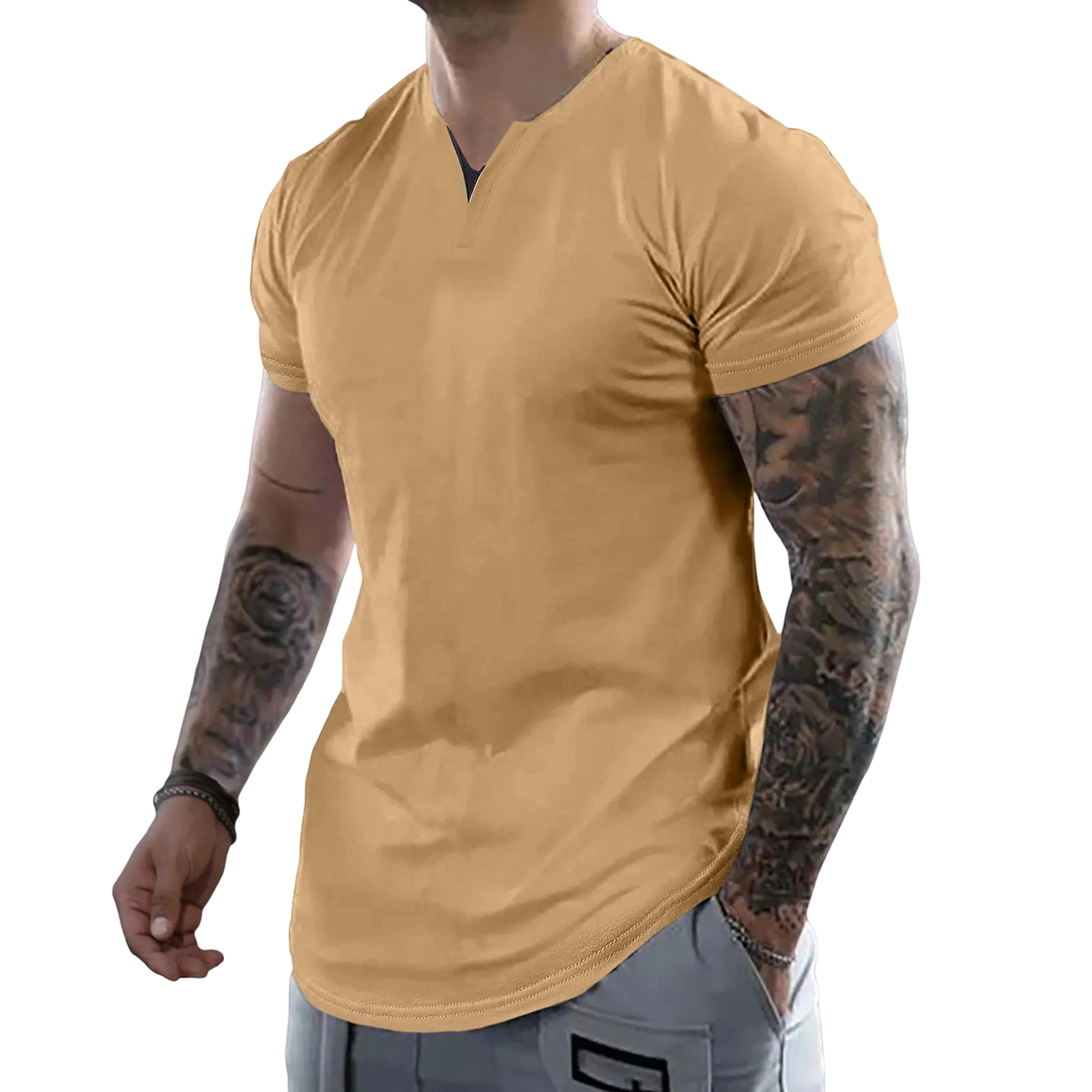 Men's Muscle Slim Fitted V-Neck T-Shirt Short Sleeve Soft Athletic Tee for Gym & Daily Wear